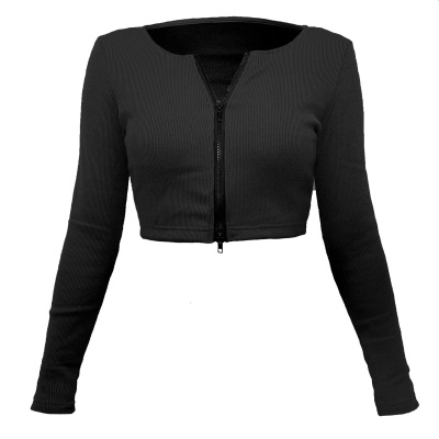 Top femme Slim Fit zippé manches longues