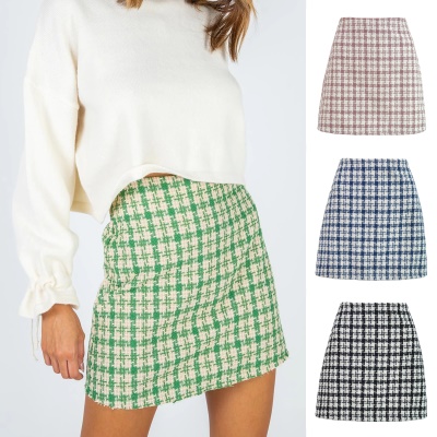 Jupe courte pour femme taille haute vintage Well treillis