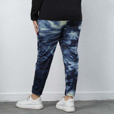 Pantalon dame tie-dye imprimé en fil de lait tricoté