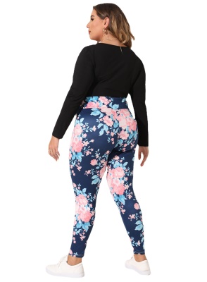 Pantalon femme fleur imprimé moulant en soie
