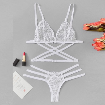 Lingerie érotique pour femmes 3 points croisé strap dentelle