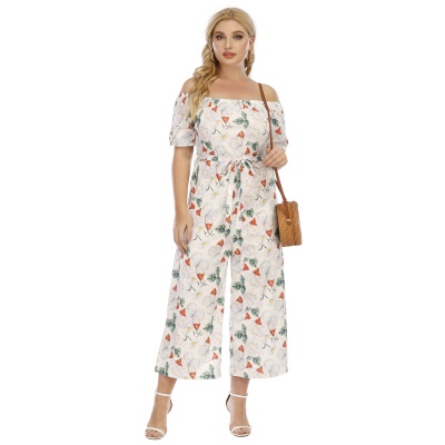 Combinaison femme imprimé papillon col avec sangles