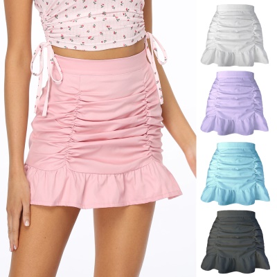 Jupe courte élastique taille haute pour femme