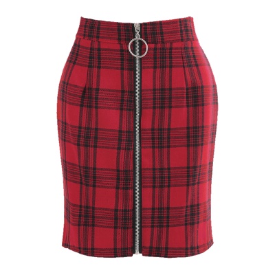 Jupe femme taille haute carreaux amples