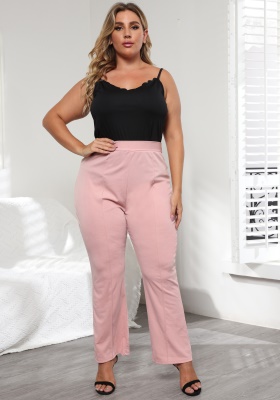 Pantalon femme droit, jambes larges et amples