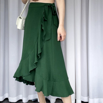 Jupe longue femme fendue taille haute