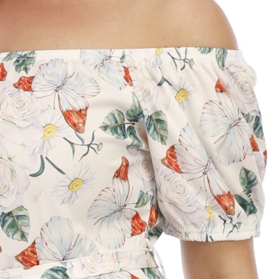 Combinaison femme imprimé papillon col avec sangles