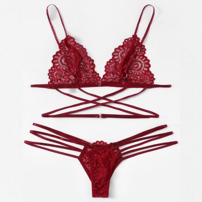 Lingerie érotique pour femmes 3 points croisé strap dentelle