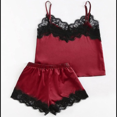 Fun pyjama dentelle dentelle bretelles Simulation soie