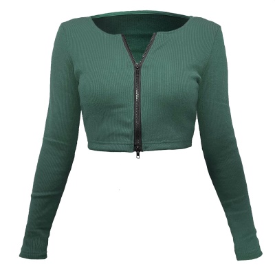 Top femme Slim Fit zippé manches longues