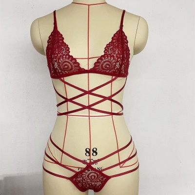 Lingerie érotique pour femmes 3 points croisé strap dentelle