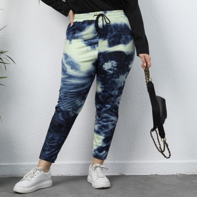 Pantalon dame tie-dye imprimé en fil de lait tricoté