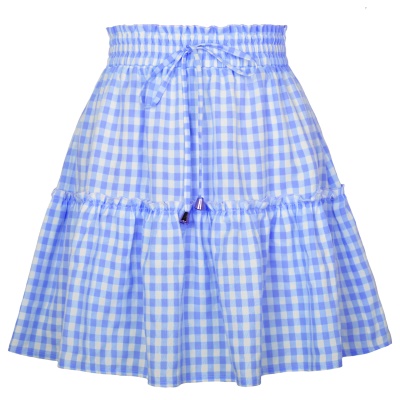 Jupe courte femme à carreaux taille haute élastique