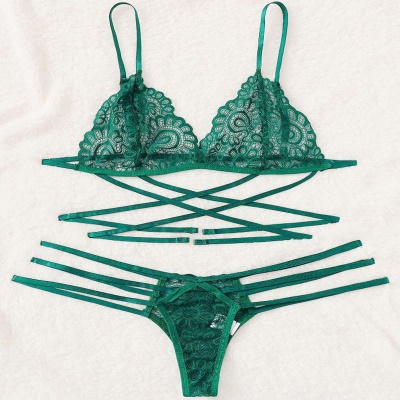 Lingerie érotique pour femmes 3 points croisé strap dentelle