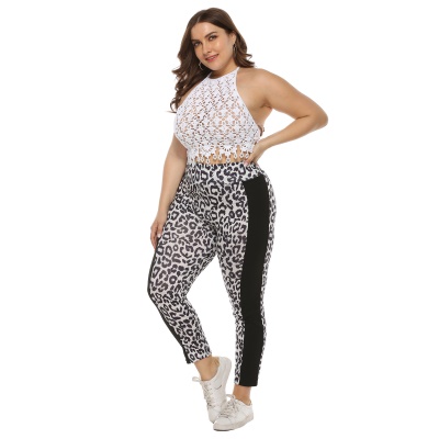 Pantalon femme imprimé léopard patchwork