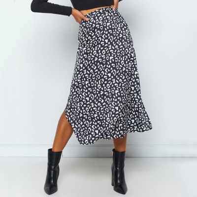 Jupe longue femme fendue taille haute