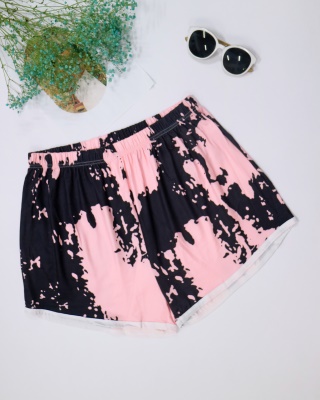 Shorts pour femmes attachés à la teinture imprimé en soie