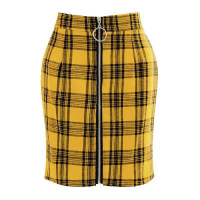 Jupe femme taille haute carreaux amples