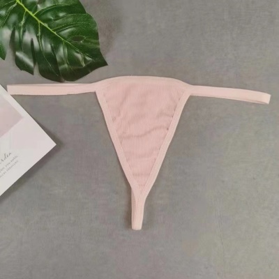 String pour femmes en coton de couleur unie
