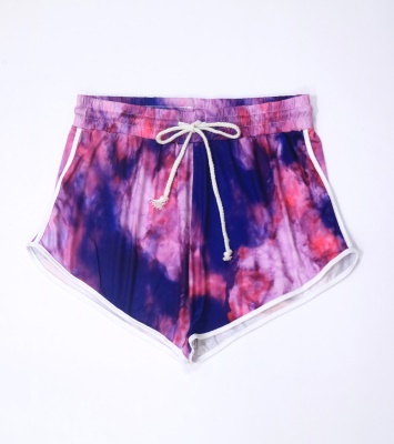 Shorts pour femmes avec cordon de serrage teint taille élastique