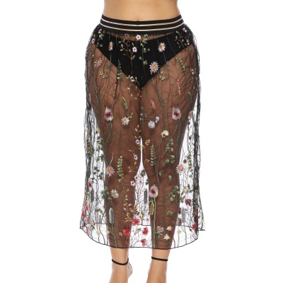 Demi-jupe femme fleurs broderie dentelle grande taille