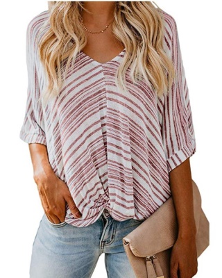 Top grande taille col V manches semi longues