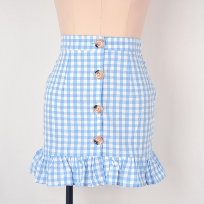 Jupe courte à carreaux pour femme taille haute