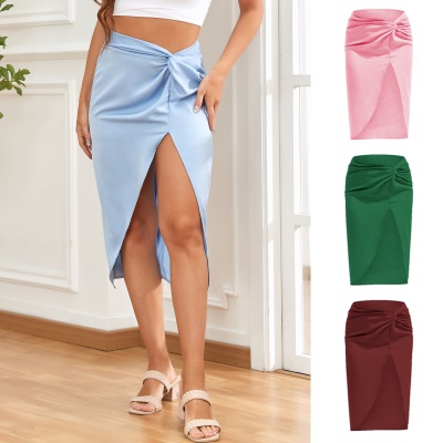 Jupe longue femme fendue, hanches et taille haute