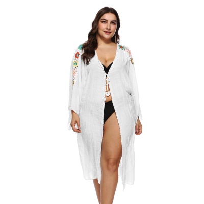Top femme cardigan en dentelle manches longues crochet patchwork de fleurs
