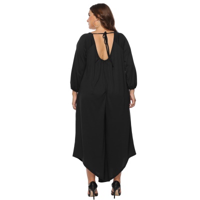Combinaison femme col V dos nu grande taille