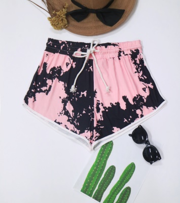 Shorts pour femmes avec cordon de serrage teint taille élastique