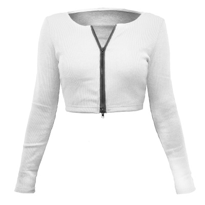 Top femme Slim Fit zippé manches longues