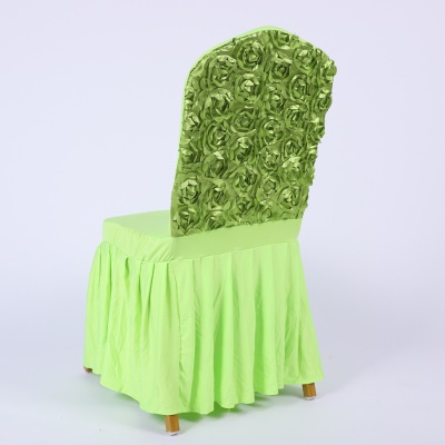 Housse de chaise plissée brodée rose