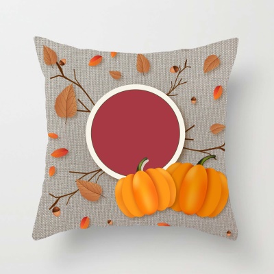 Housse de coussin  imprimée feuille d'érable colorée