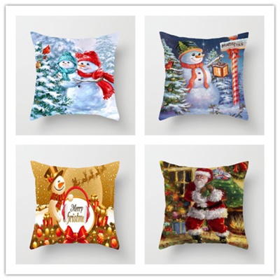 Taie d'oreiller de Noël en peluche de pêche en velours de chanvre blanc