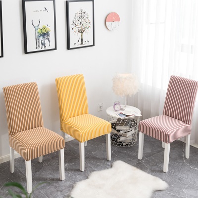 Housse de chaise en polyester spandex à rayures teintes en fil