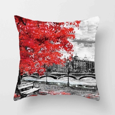 Housse de coussin imprimée imprimée en lin