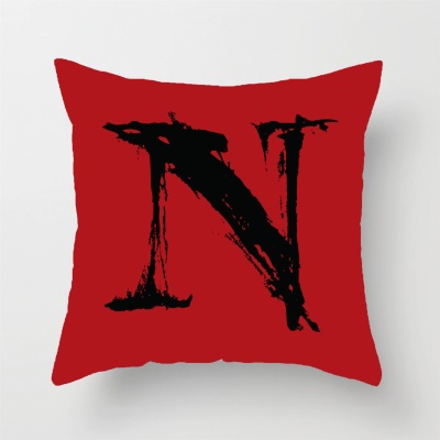Housse de coussin cryptée avec lettre en lin imprimé