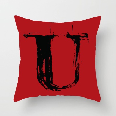 Housse de coussin cryptée avec lettre en lin imprimé