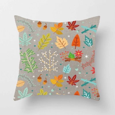 Housse de coussin  imprimée feuille d'érable colorée