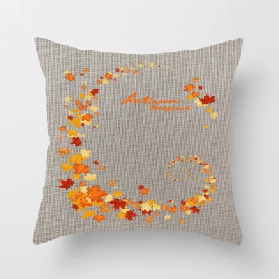 Housse de coussin  imprimée feuille d'érable colorée