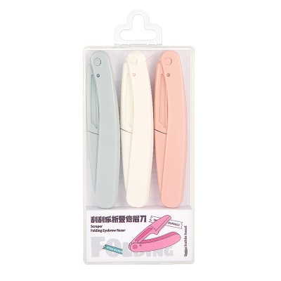 Couteau de réparation de sourcils pliant avec trois filets de protection macro