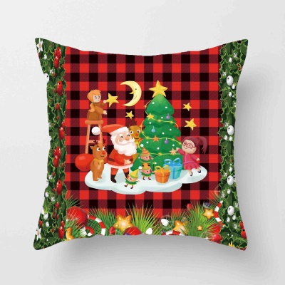 Housse de coussin de Noël Taie d'oreiller imprimée en lin