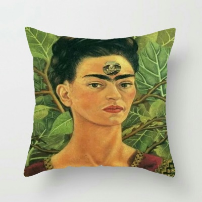 Housse de coussin  en lin imprimé Autoportrait numérique