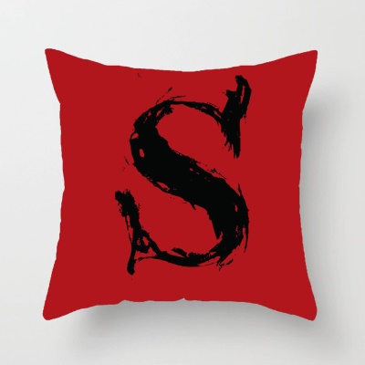 Housse de coussin cryptée avec lettre en lin imprimé