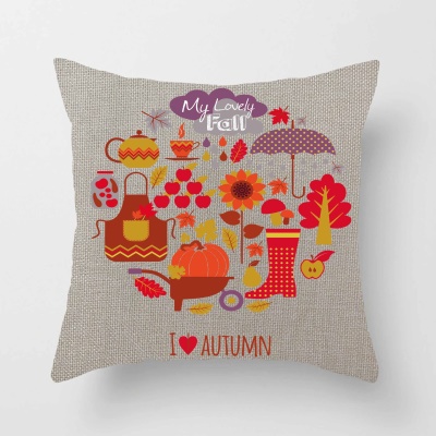 Housse de coussin  imprimée feuille d'érable colorée