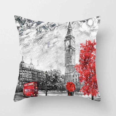 Housse de coussin imprimée imprimée en lin