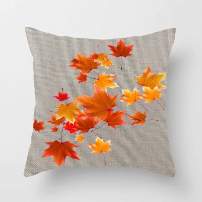 Housse de coussin  imprimée feuille d'érable colorée