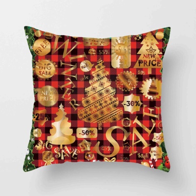 Housse de coussin  à carreaux imprimé en lin