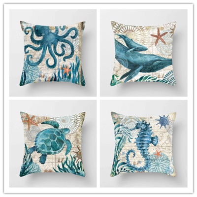 Housse de coussin Taie d'oreiller marine